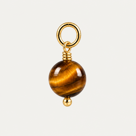 Round Gemstone Charm 8mm Tiger's Eye