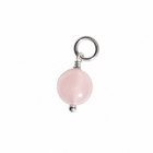 Round Gemstone Charm 8mm Rose Quartz/Silver