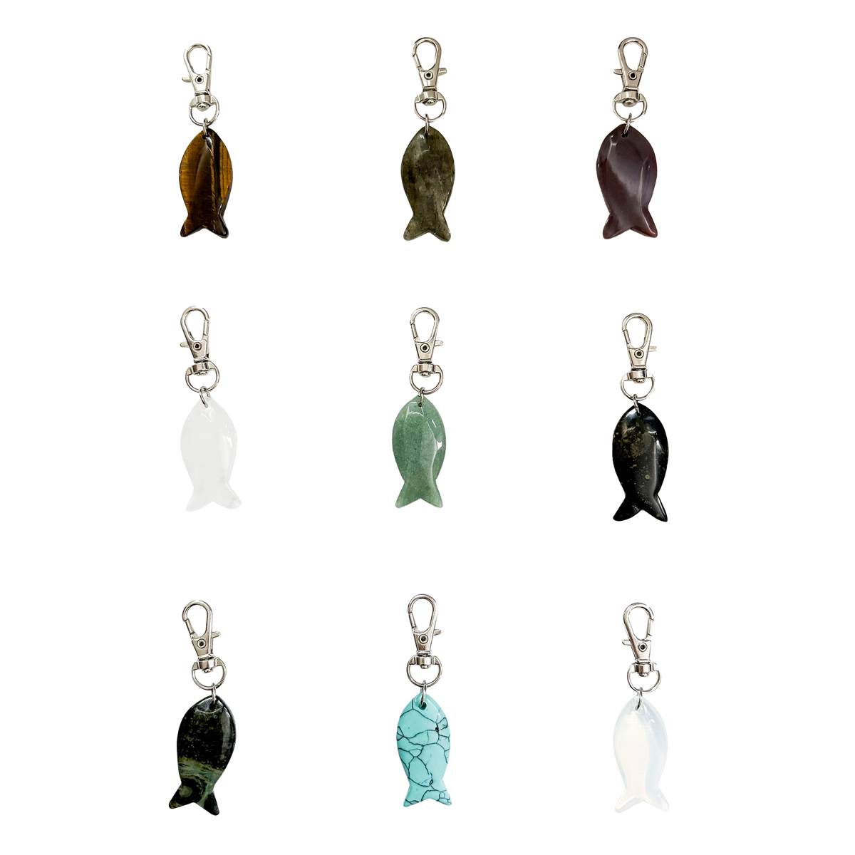 Fish Bag Charm Key Ring Silver