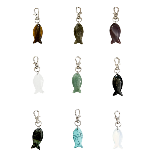 Fish Bag Charm Key Ring Silver