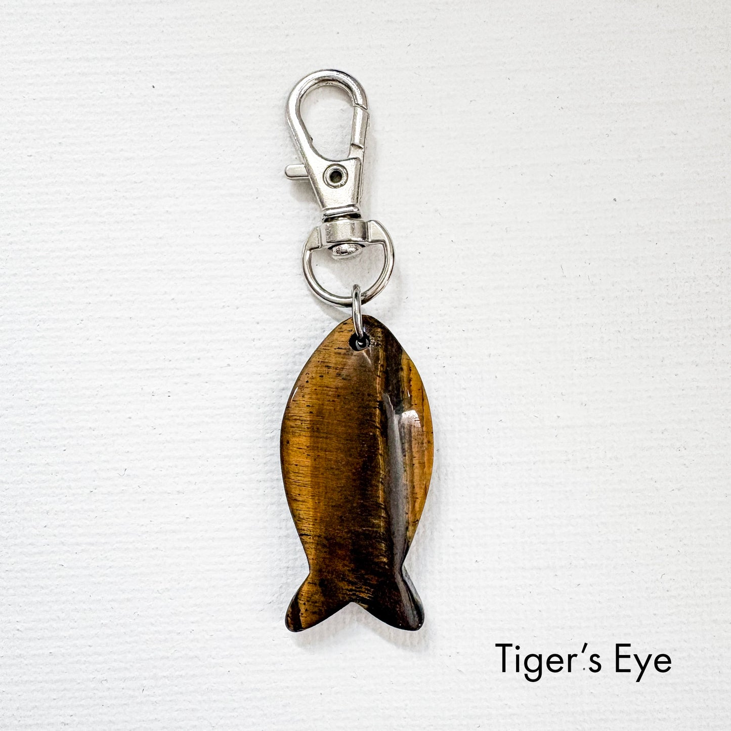 Fish Bag Charm Key Ring Silver