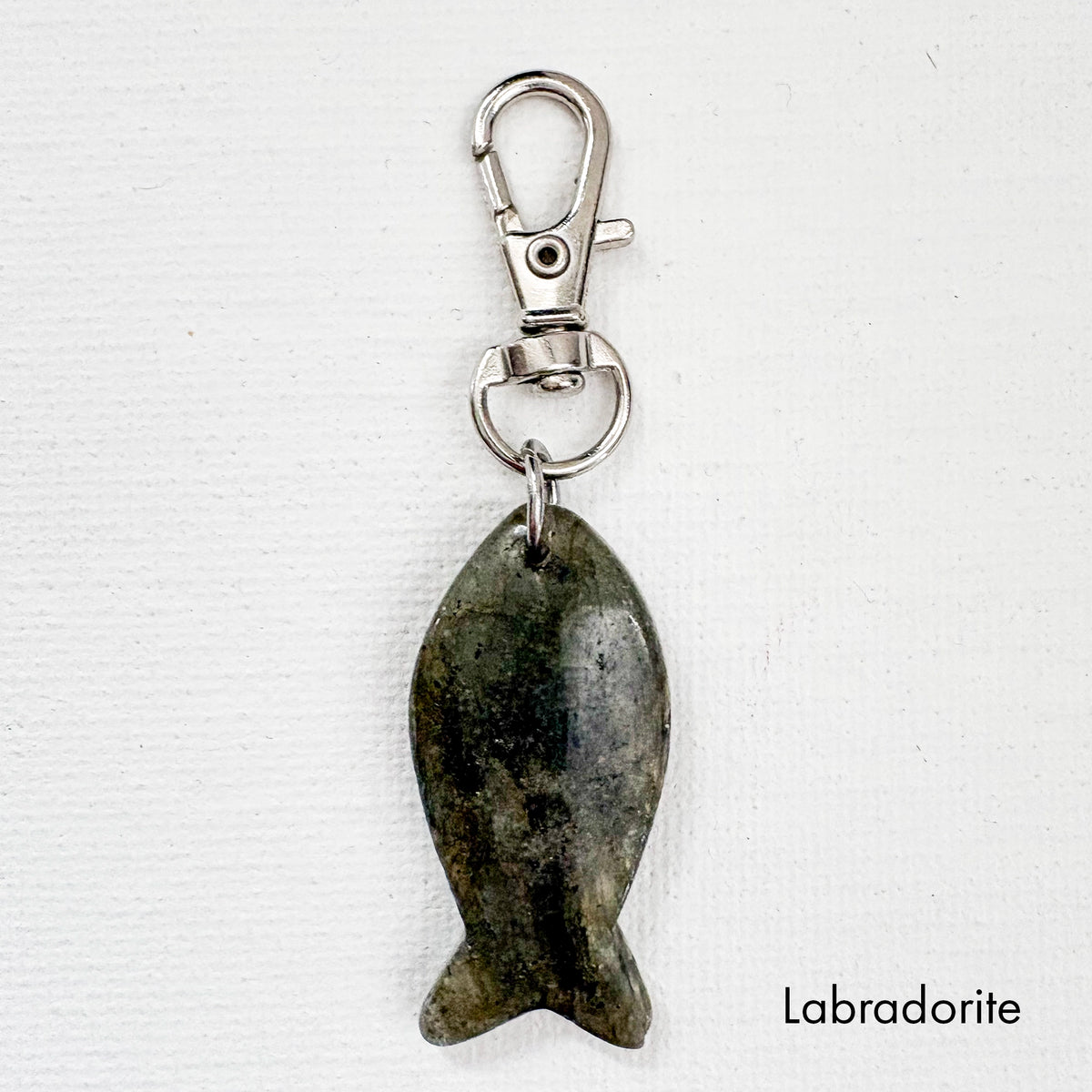 Fish Bag Charm Key Ring Silver