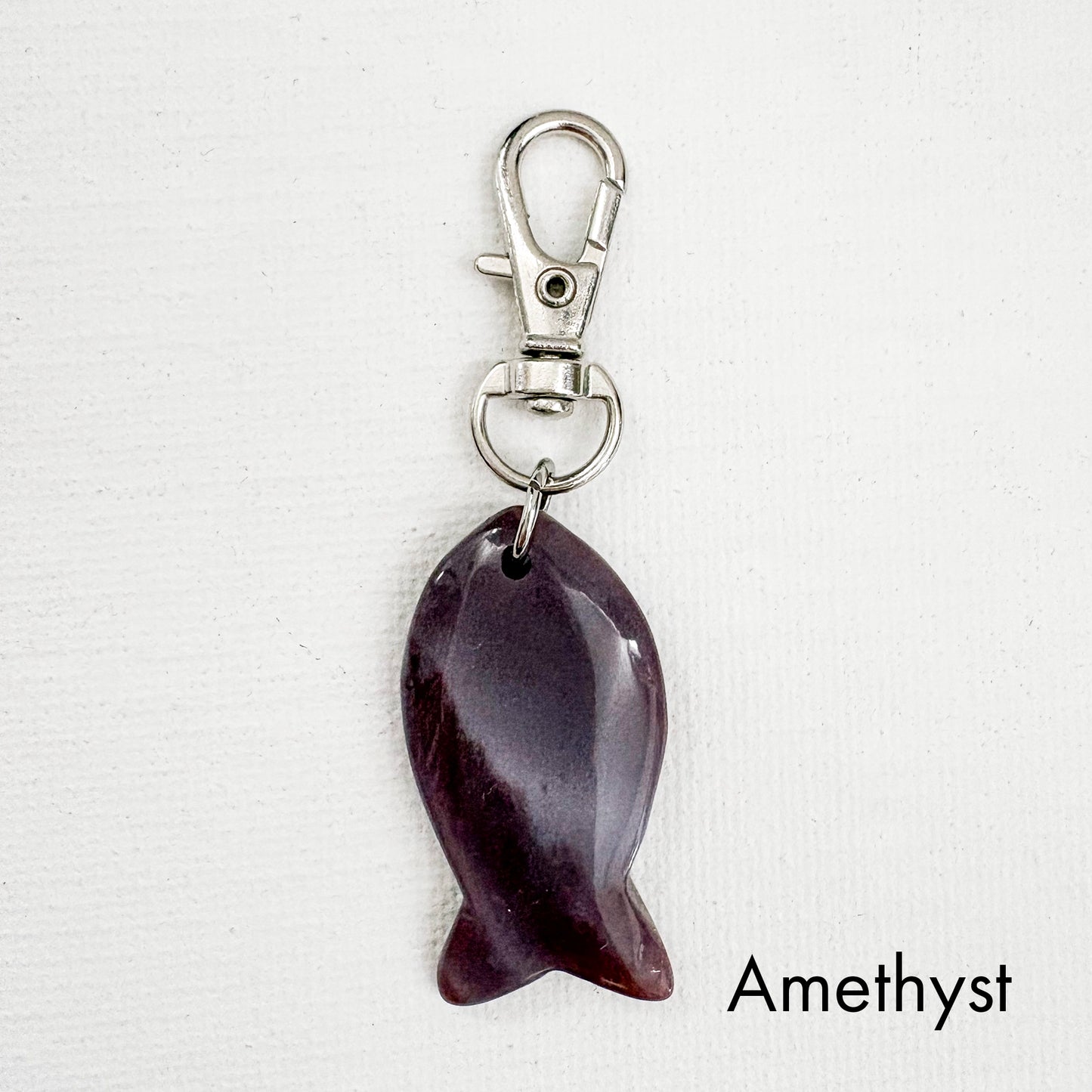 Fish Bag Charm Key Ring Silver