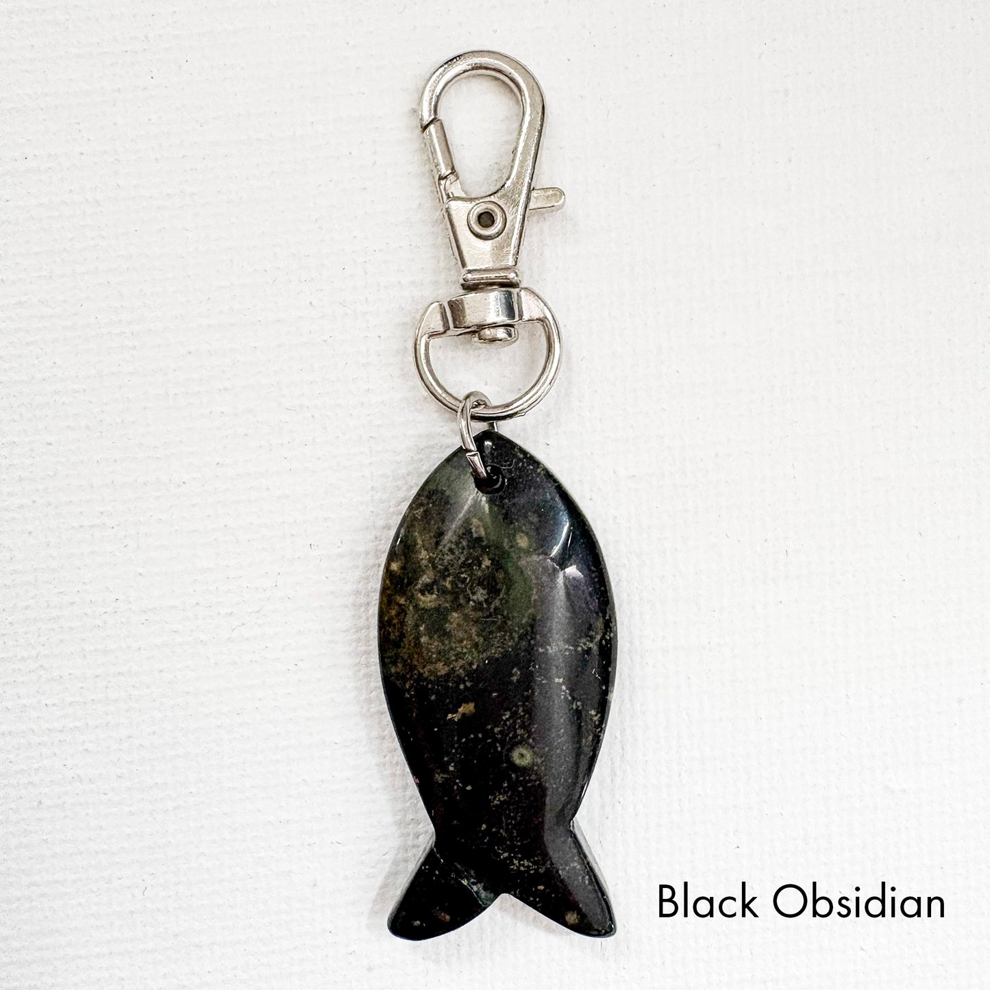Fish Bag Charm Key Ring Silver