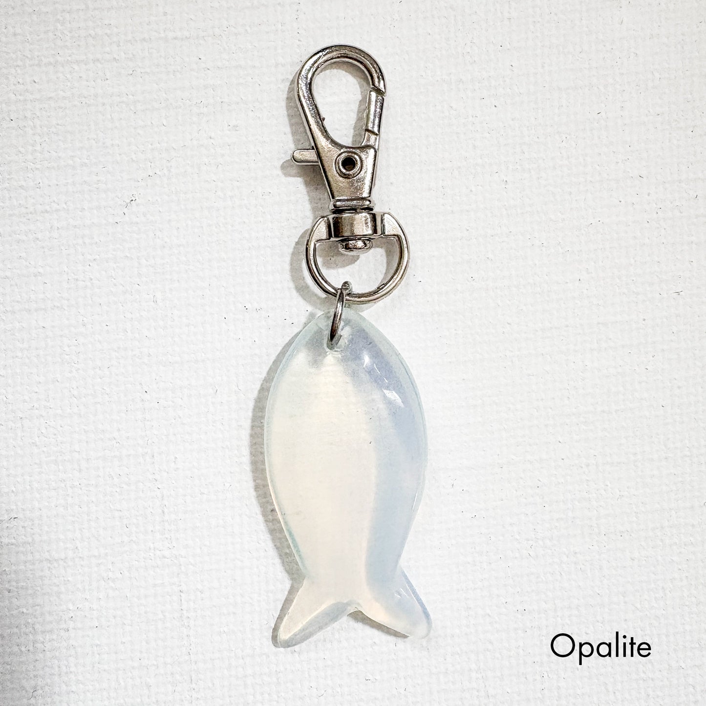 Fish Bag Charm Key Ring Silver