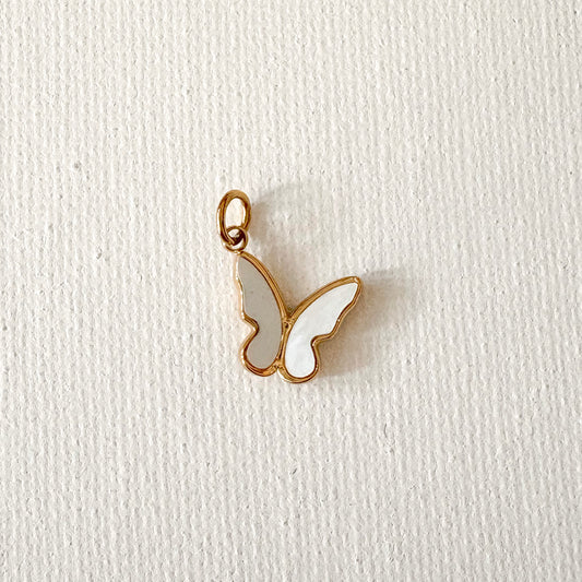 Shell Butterfly Charm White/Gold