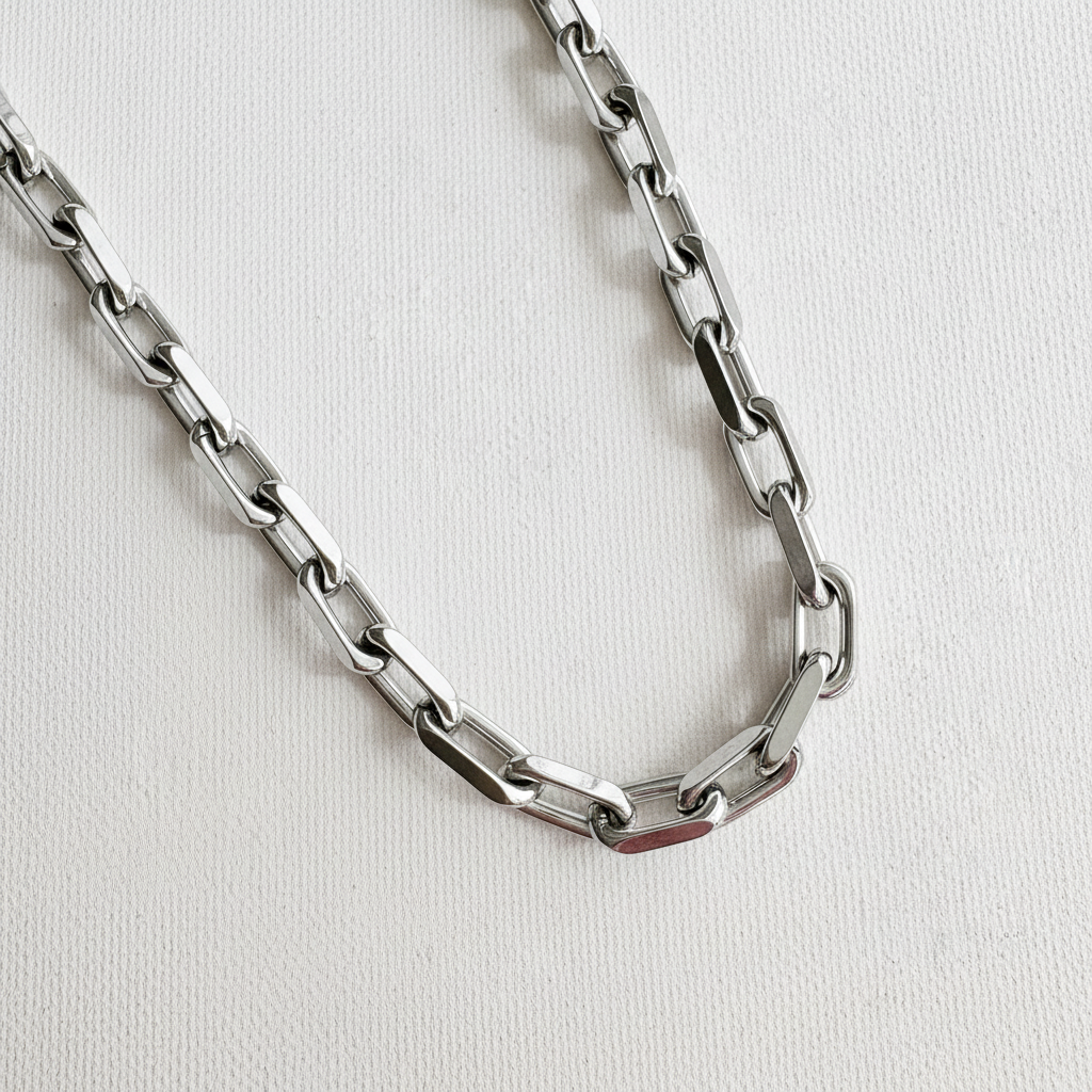 Luxe Bold Paper Clip Chain Necklace Silver