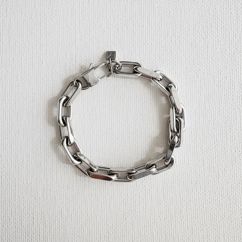 Luxe Bold Paper Clip Chain Bracelet Silver