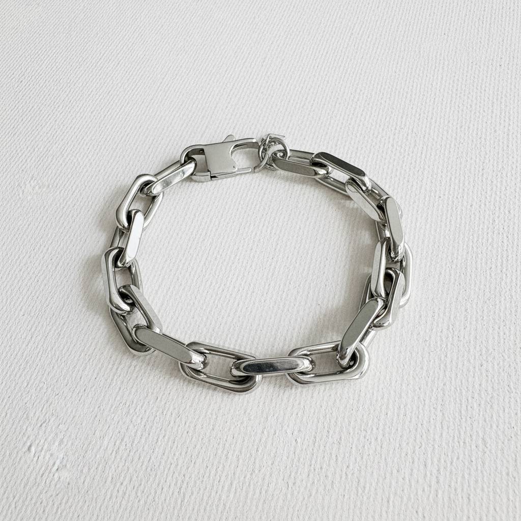 Luxe Bold Paper Clip Chain Bracelet Silver