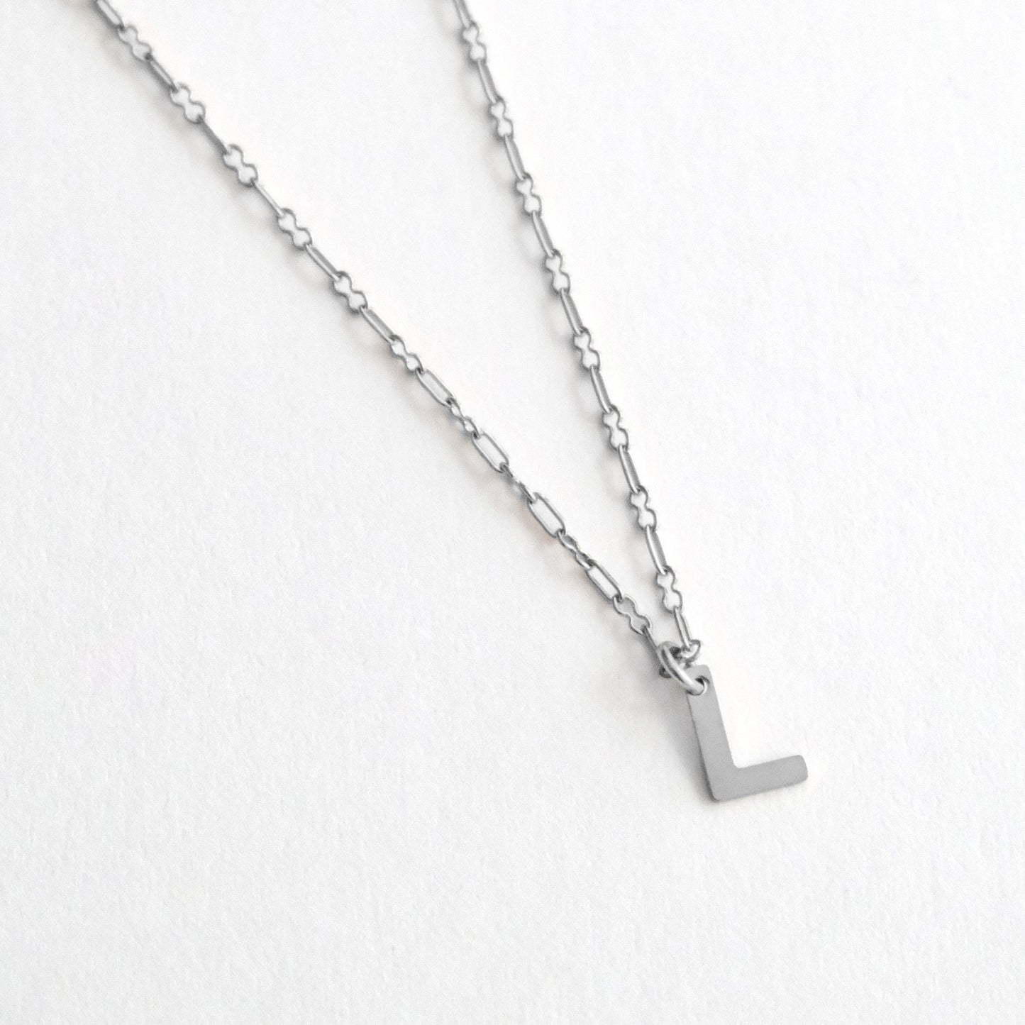 Initial Letter Necklace Silver