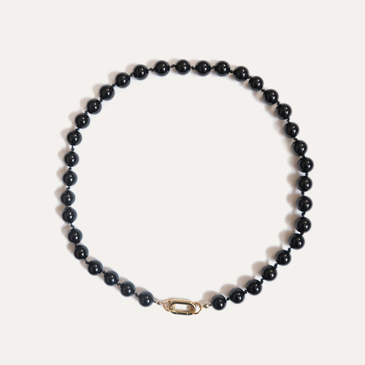 Rhea Handknotted Bead Necklace Black Onyx