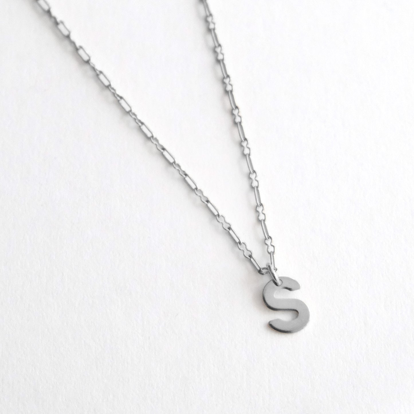Initial Letter Necklace Silver
