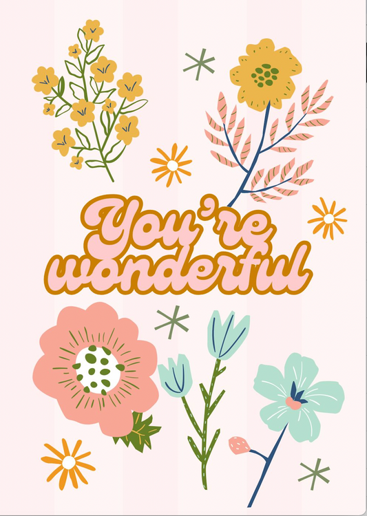 Greeting Card You're wonderful flowers Pink