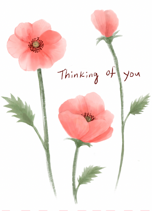 Greeting Cards Thinking of you poppies White