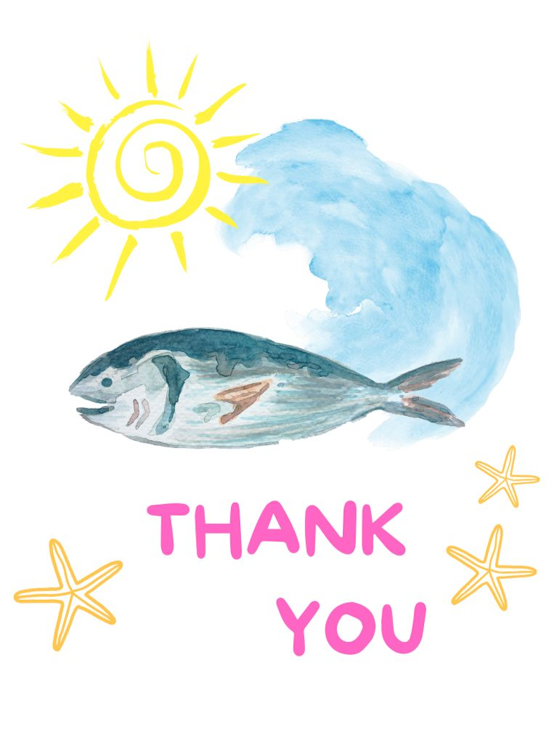 Greeting Cards Thank you fish White