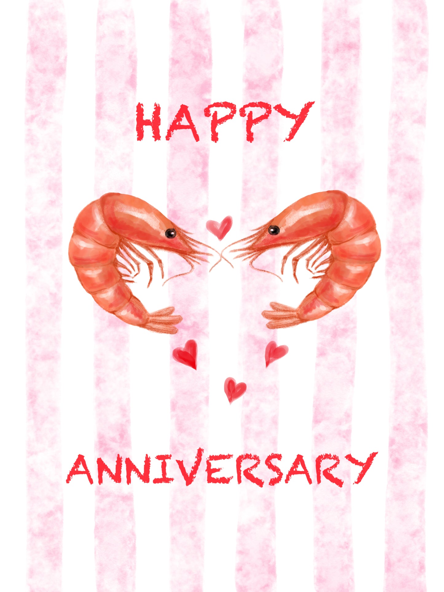 Greeting Cards Happy Anniversary Shrimps Pink