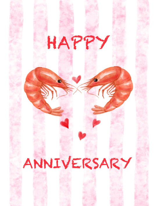 Greeting Cards Happy Anniversary Shrimps Pink