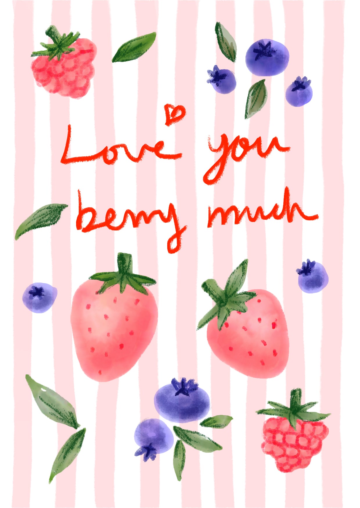 Greeting Cards Love you berry much Pink