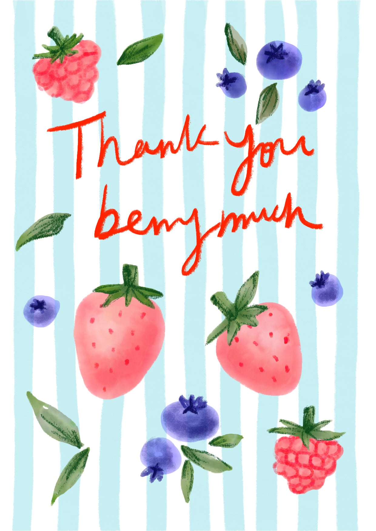 Greeting Cards Thank you berry much Blue