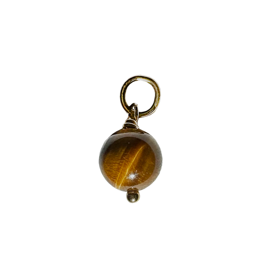 Round Gemstone Charm 8mm Tiger's Eye