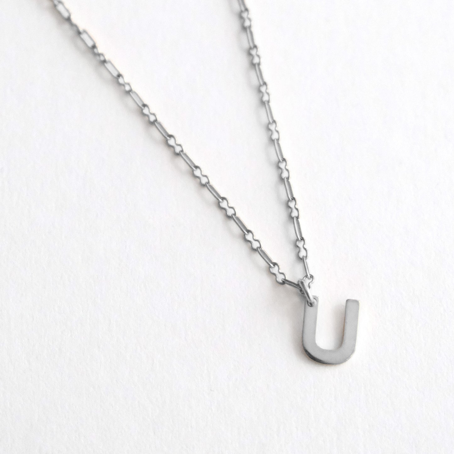 Initial Letter Necklace Silver