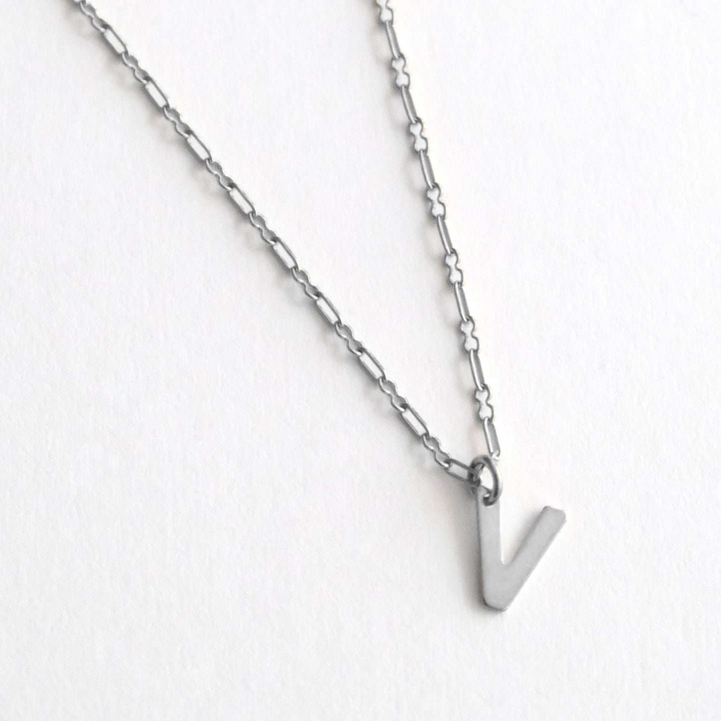 Initial Letter Necklace Silver