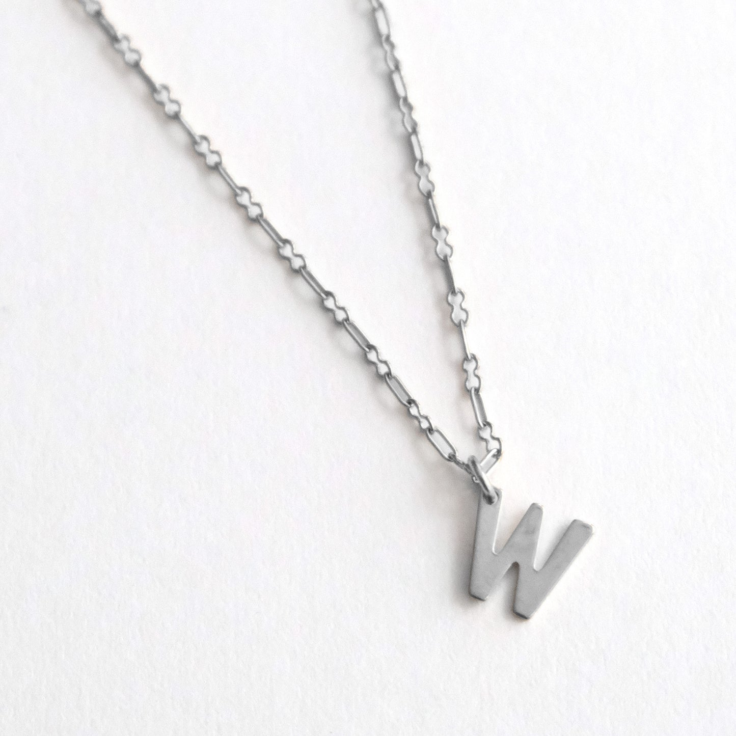 Initial Letter Necklace Silver
