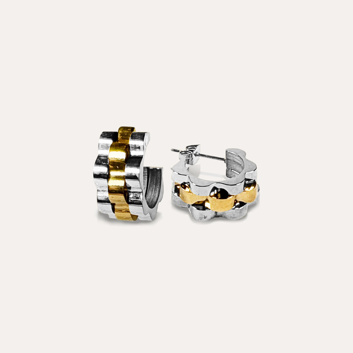 Watch Strap Hoop Earrings Gold/Silver
