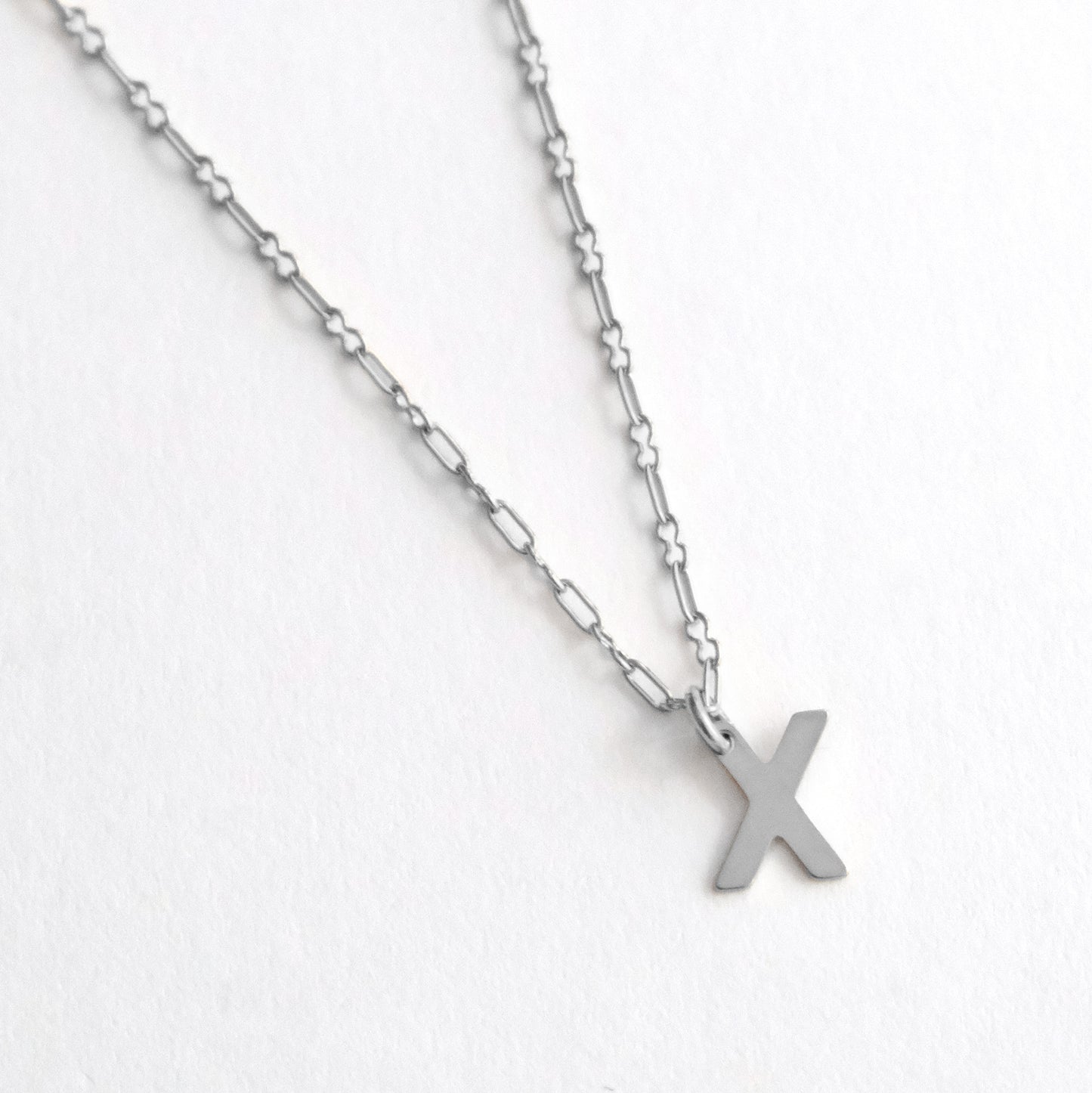 Initial Letter Necklace Silver