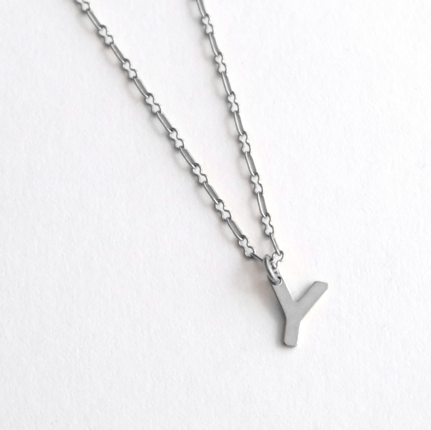 Initial Letter Necklace Silver