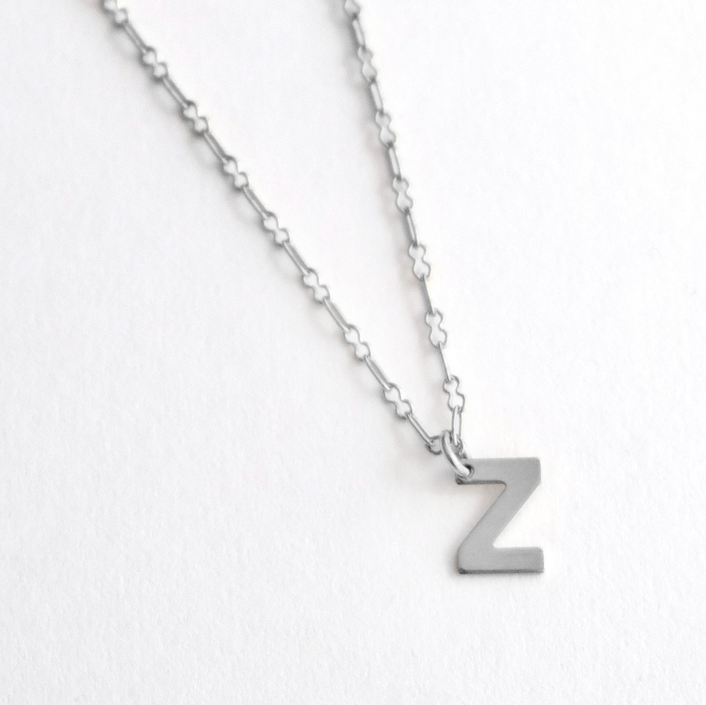 Initial Letter Necklace Silver