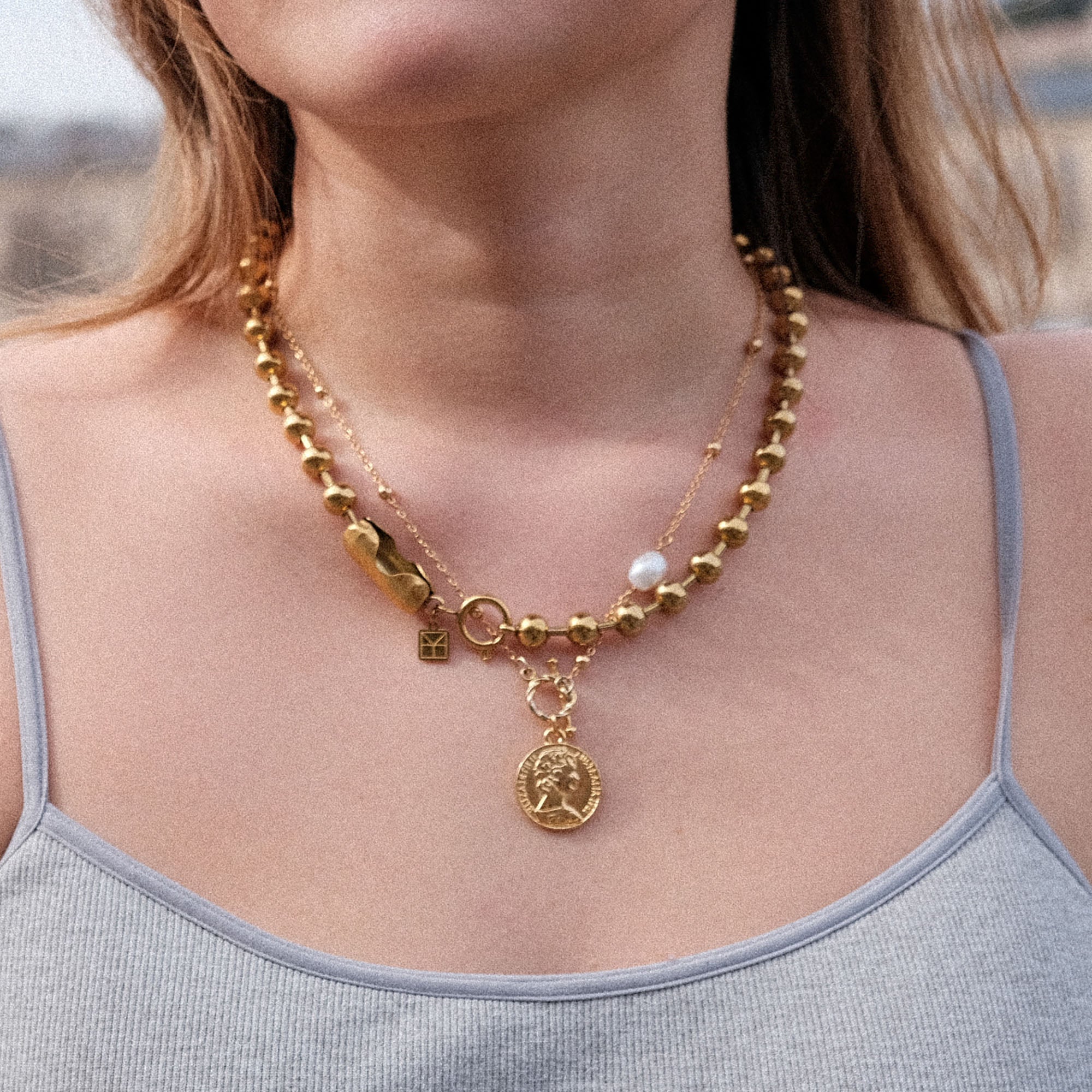 Chunky Ball Chain Necklace Gold HYE