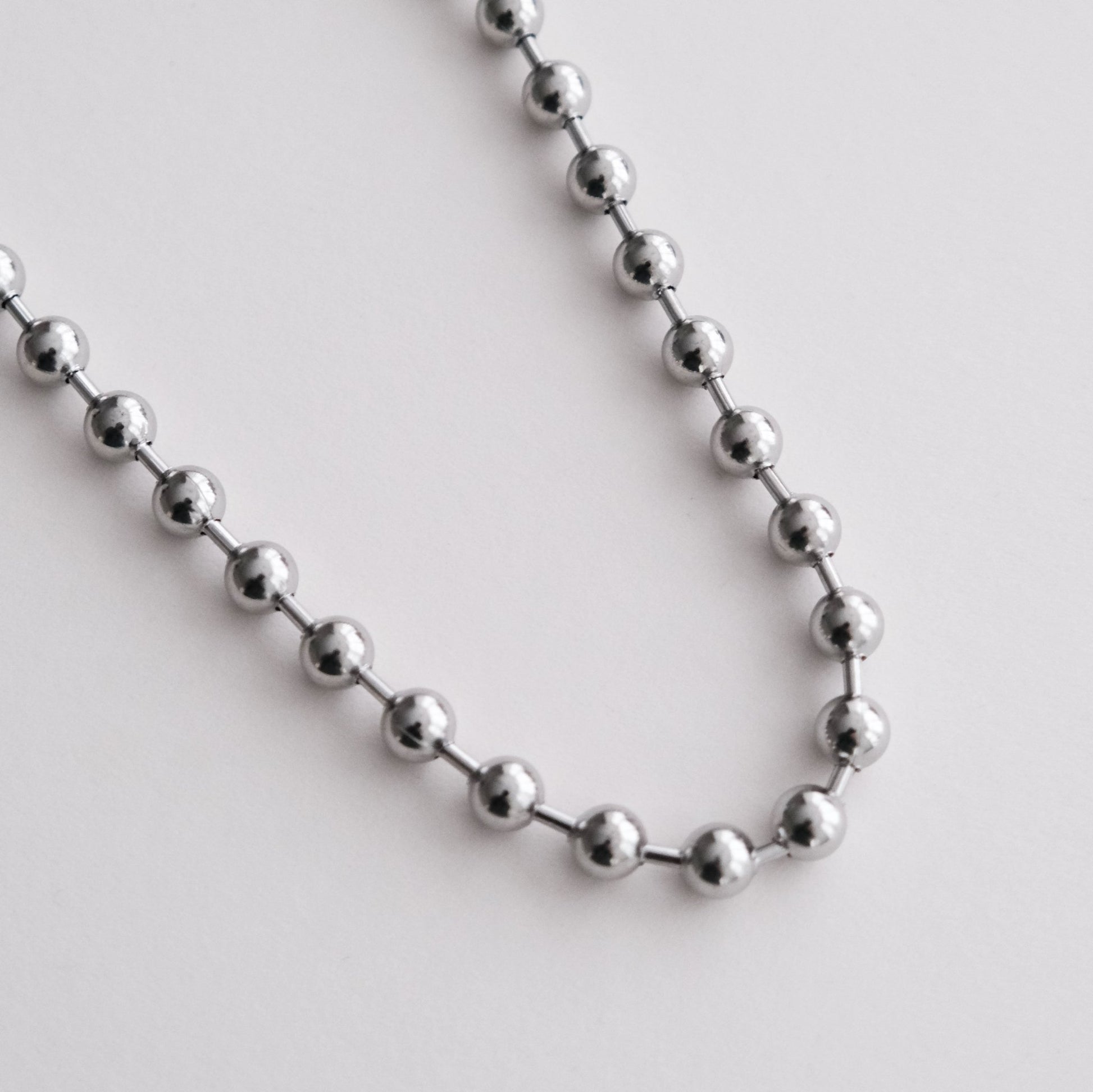 Chunky Ball Chain Necklace Silver - HYE STUDIO