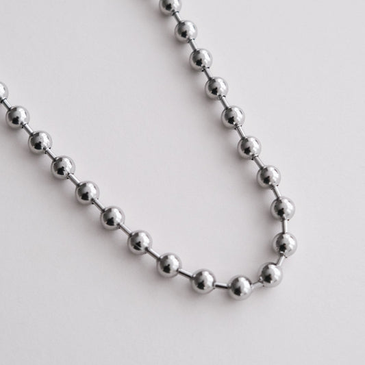 Chunky Ball Chain Necklace Silver - HYE STUDIO