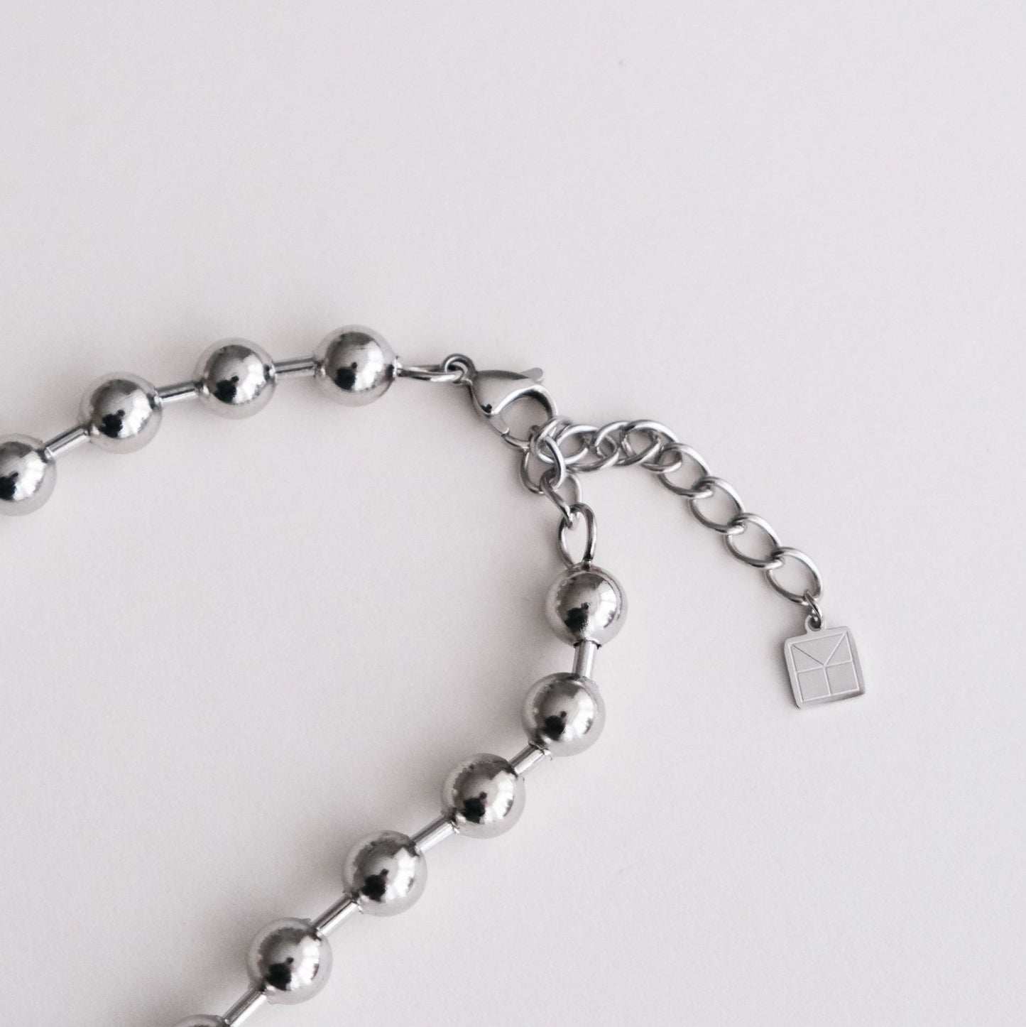 Chunky Ball Chain Necklace Silver - HYE STUDIO