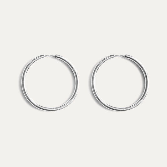 Large Classic Hoop Earrings Silver