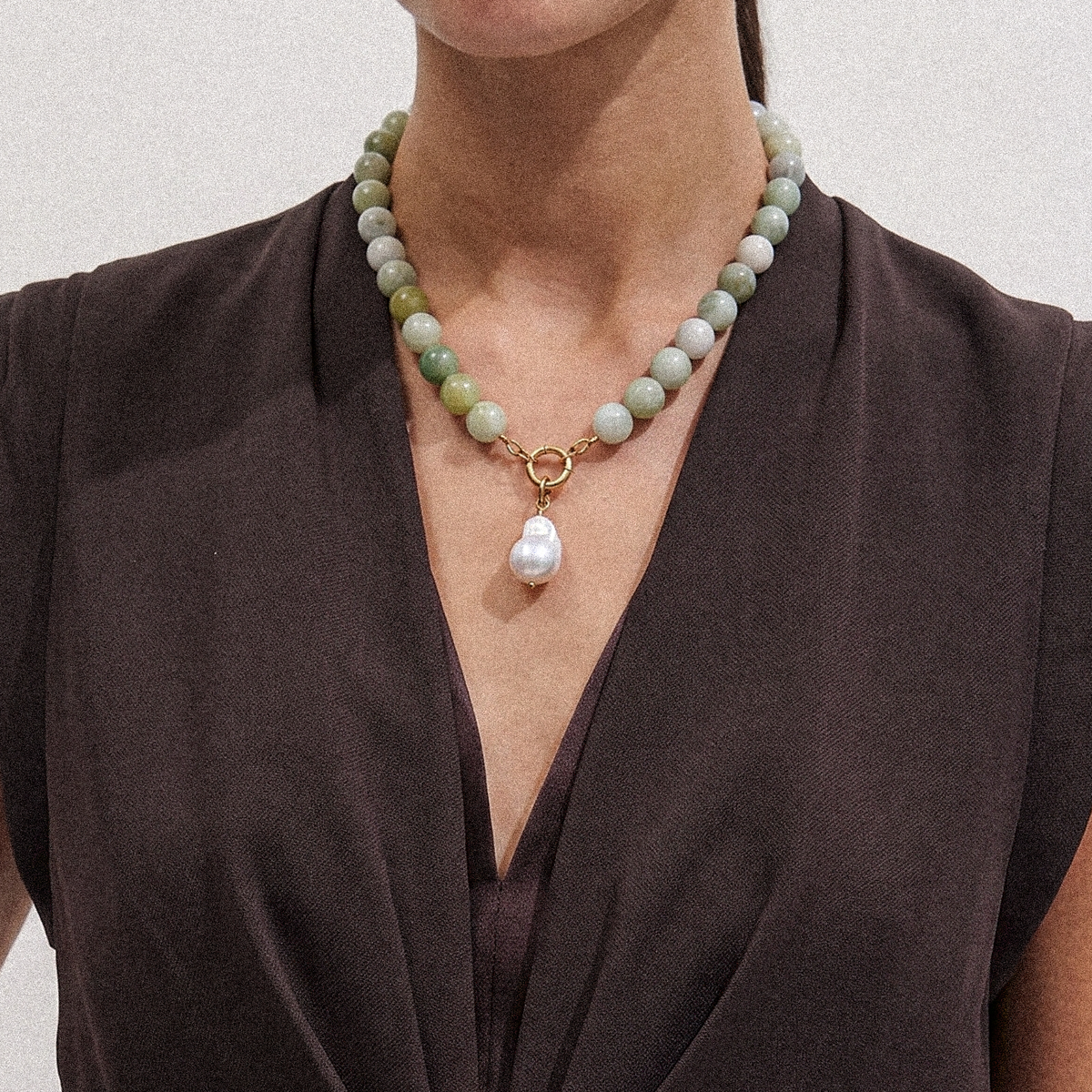 Sarah Bead Necklace Natural Jade