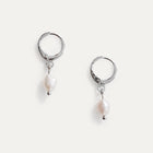 Vian Pearl Huggie Earrings Silver